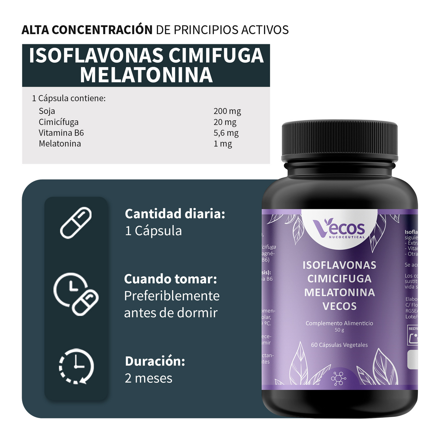 Sebopil Vecos 60 Cápsulas | Para Cuidado De Acné Y Piel Grasa | Zinc, Bardana Y Vitaminas B_2