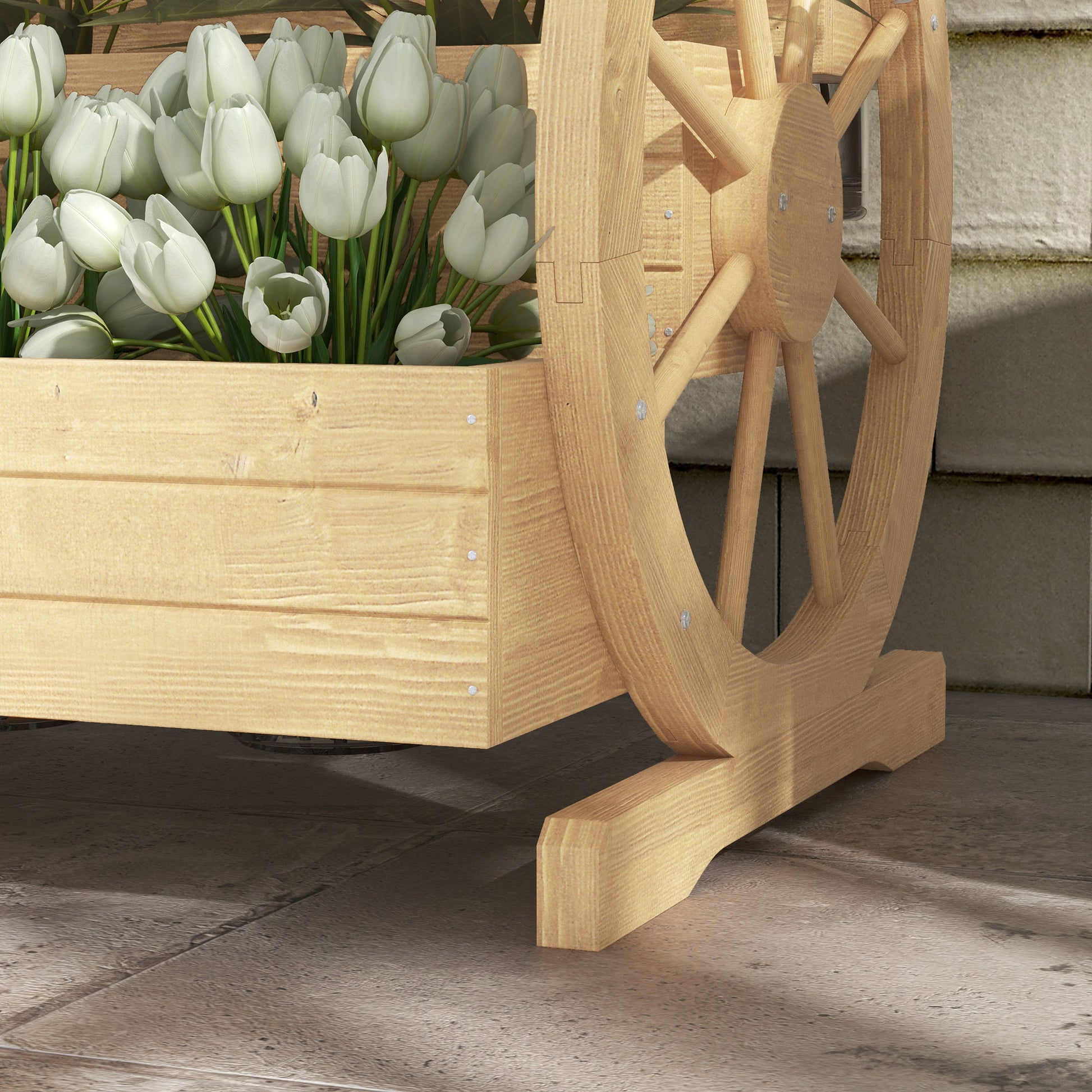 Outsunny Jardinera De Madera Macetero Exterior De 3 Niveles 61x62x57 Cm Natural_4