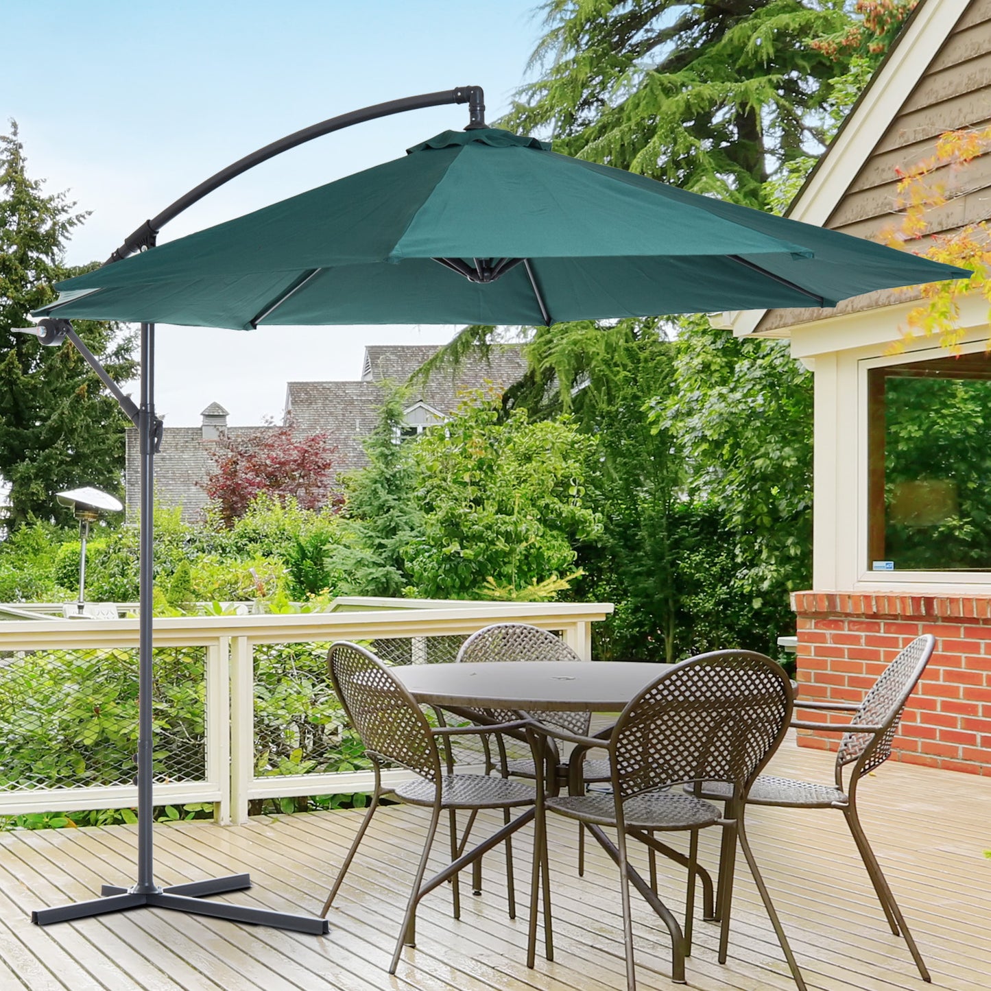 Outsunny Parasol De Jardín Grande Sombrilla Para Exterior Φ300x250cm Verde_1