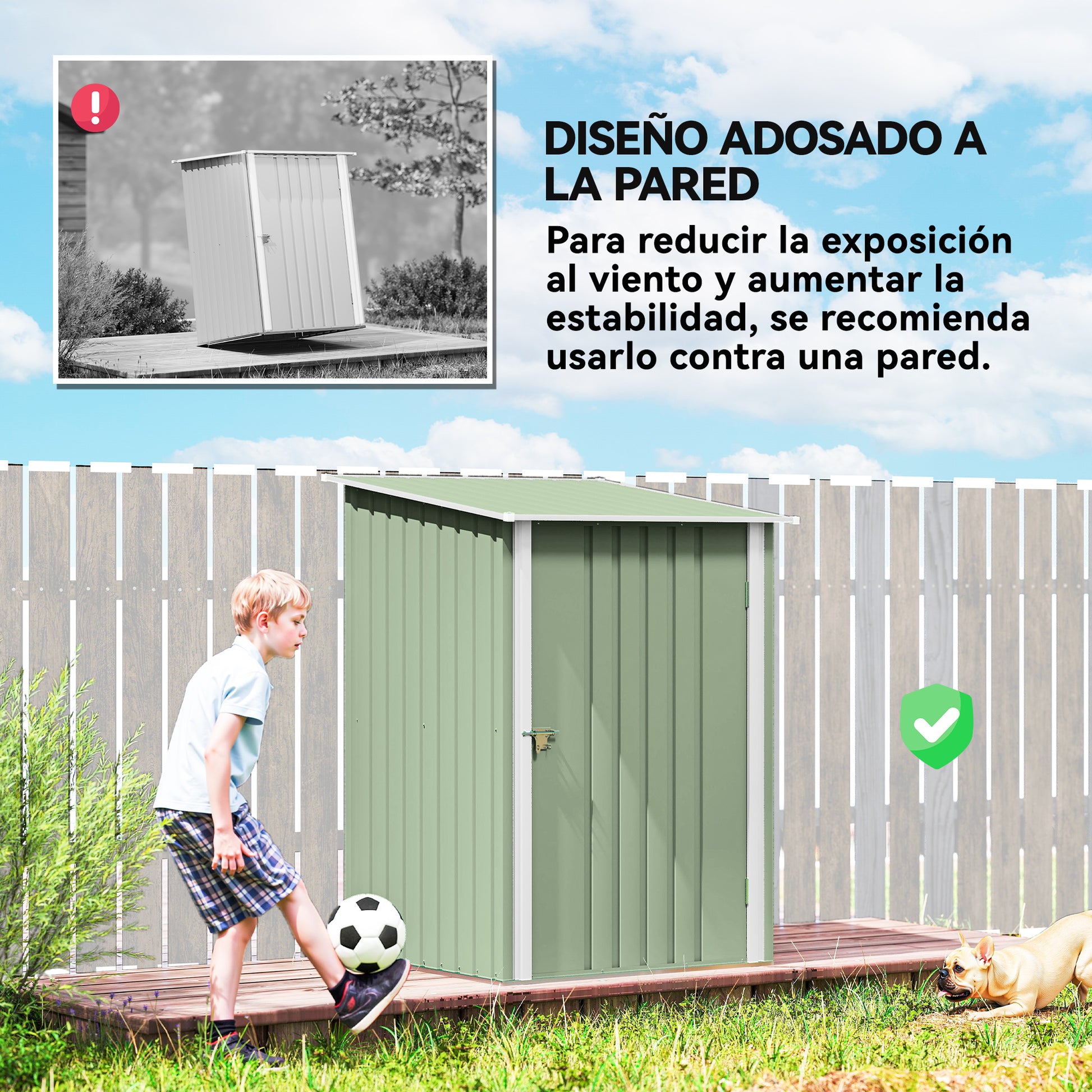 Outsunny Cobertizo De Jardín De Exterior 0,92 M² 100x103x160 Cm Verde Claro_5