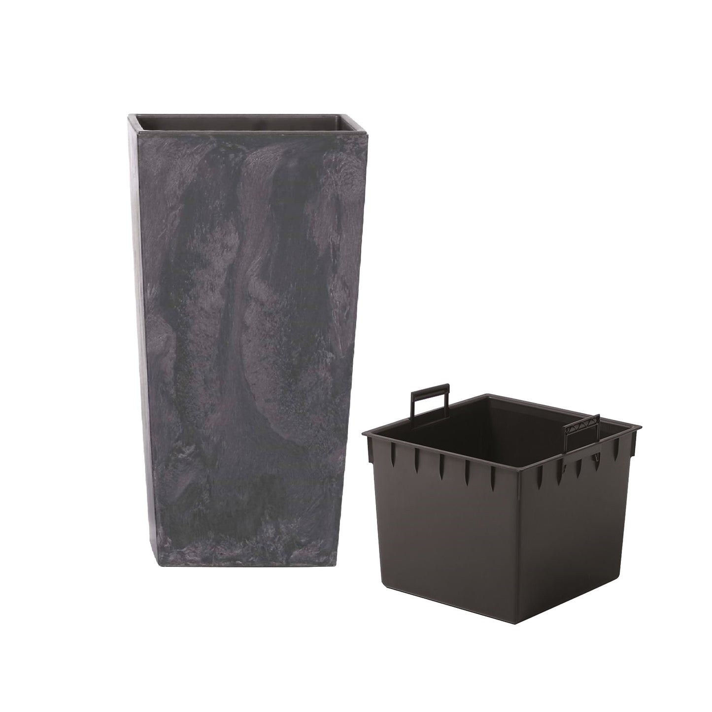 Maceta Alta 19 L Prosperplast Urbi Square Effect De Plástico Con Depósito En Color Antracita, 44,9 (alto) X 24 (ancho) X 24 (profundo) Cms_1