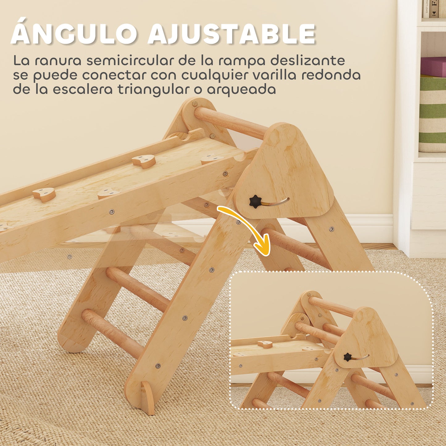 Aiyaplay 7 En 1 Triángulo De Escalada Montessori Con Arco Y Rampa 188x70 Cm_5