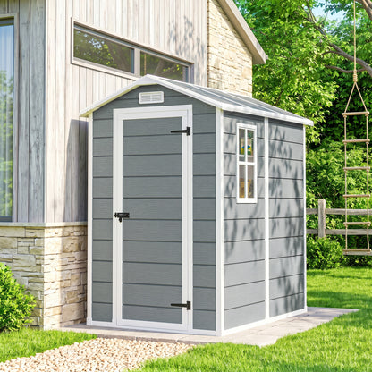 Outsunny Cobertizo De Jardín Exterior 2,1 M² 131x186x198 Cm Con Suelo Gris_1