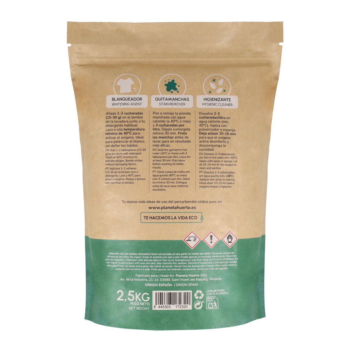 Pack 6x Percarbonato sódico Planeta Huerto 2,5 kg