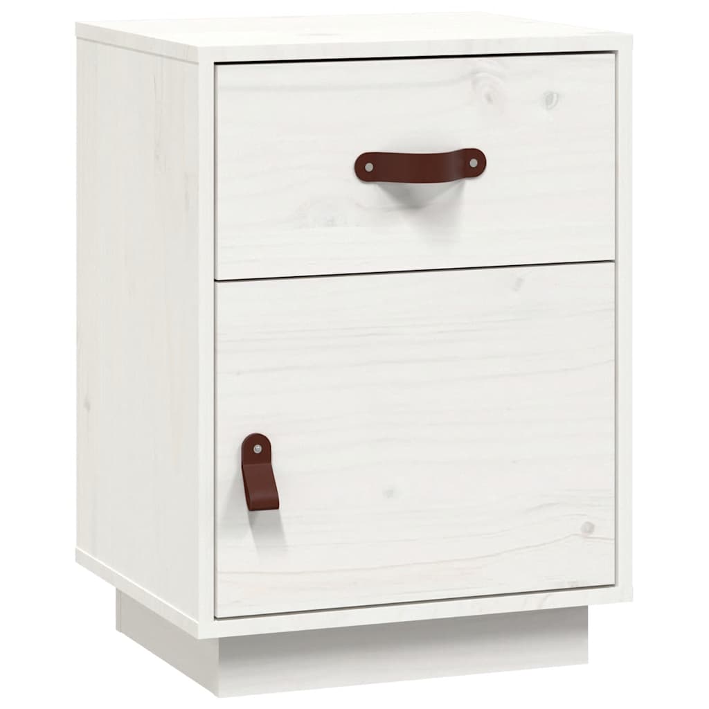 Mesitas De Noche 2 Uds Madera Maciza Pino Blanco 40x34x55 Cm_3