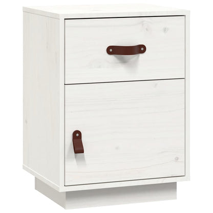 Mesitas De Noche 2 Uds Madera Maciza Pino Blanco 40x34x55 Cm_3