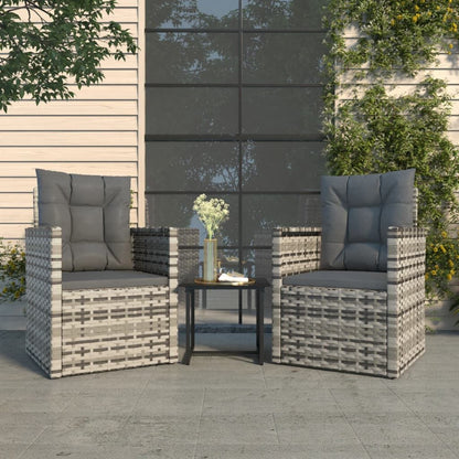 Vidaxl Muebles De Jardín Con Cojines 3 Piezas Ratán Sintético Gris_1