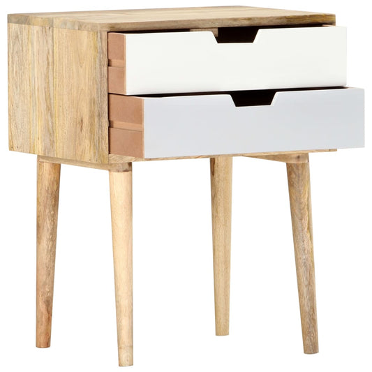 Mesita De Noche De Madera Maciza De Mango 47x35x59 Cm_0
