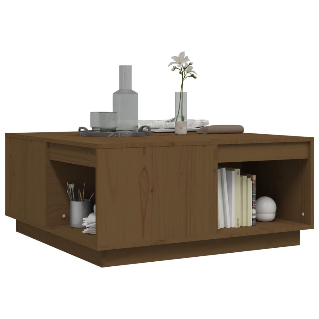 Mesa De Centro Madera Maciza De Pino Marrón Miel 80x81x36,5 Cm_2