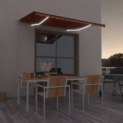 Toldo Retráctil Manual Con Led Naranja Y Marrón 350x250 Cm_1