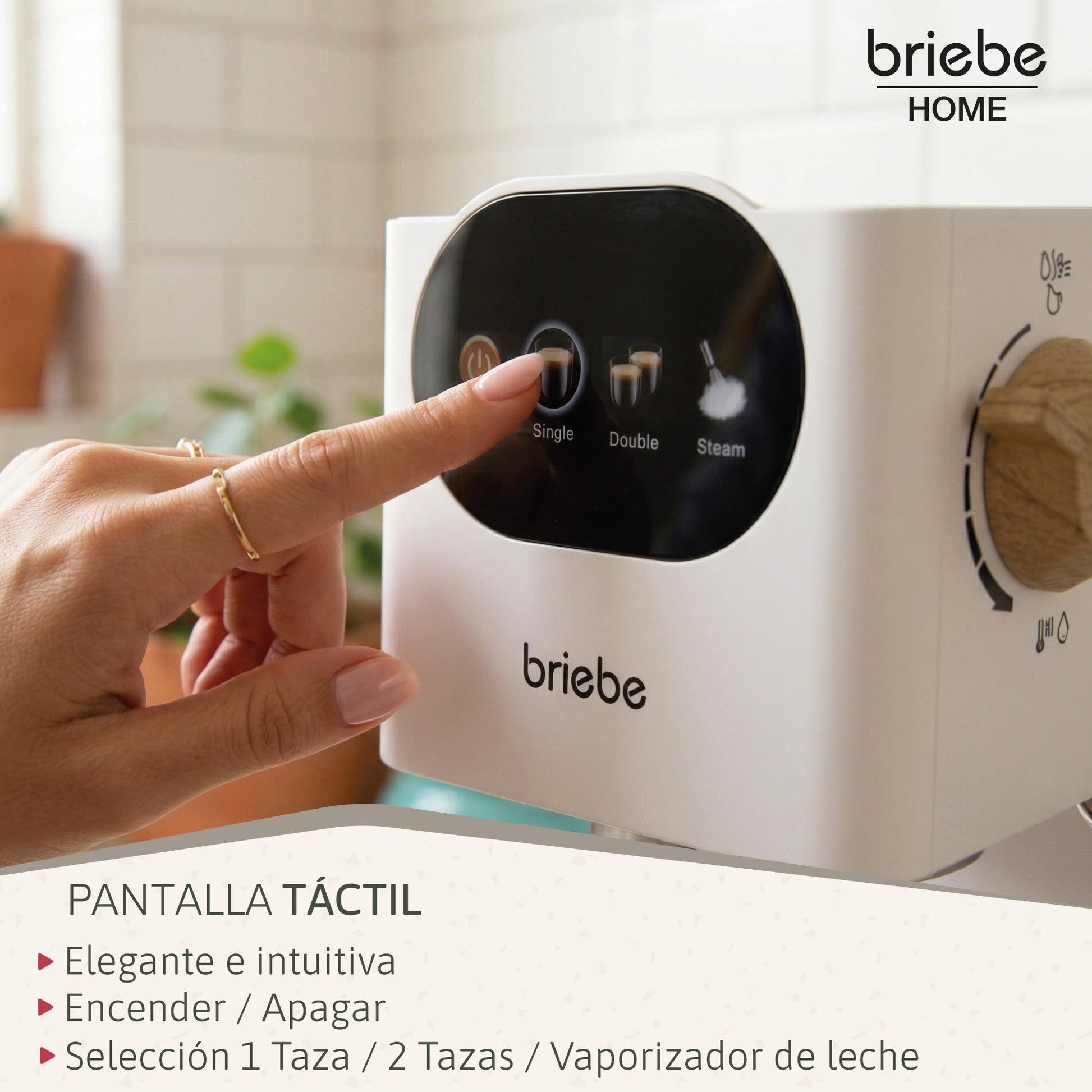 Briebe Nordic Cafetera Espresso 20 Bares Compatible Cápsulas Nespresso Y Café Molido Espumador Leche, Ec1180wht, Blanco_5