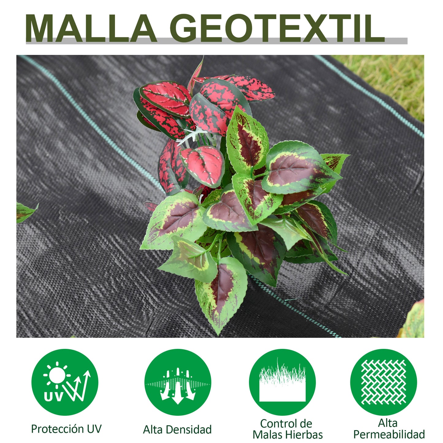 Outsunny Rollo De Malla Geotextil 1x50 M Malla De Jardín Contra Malas Hierbas_4