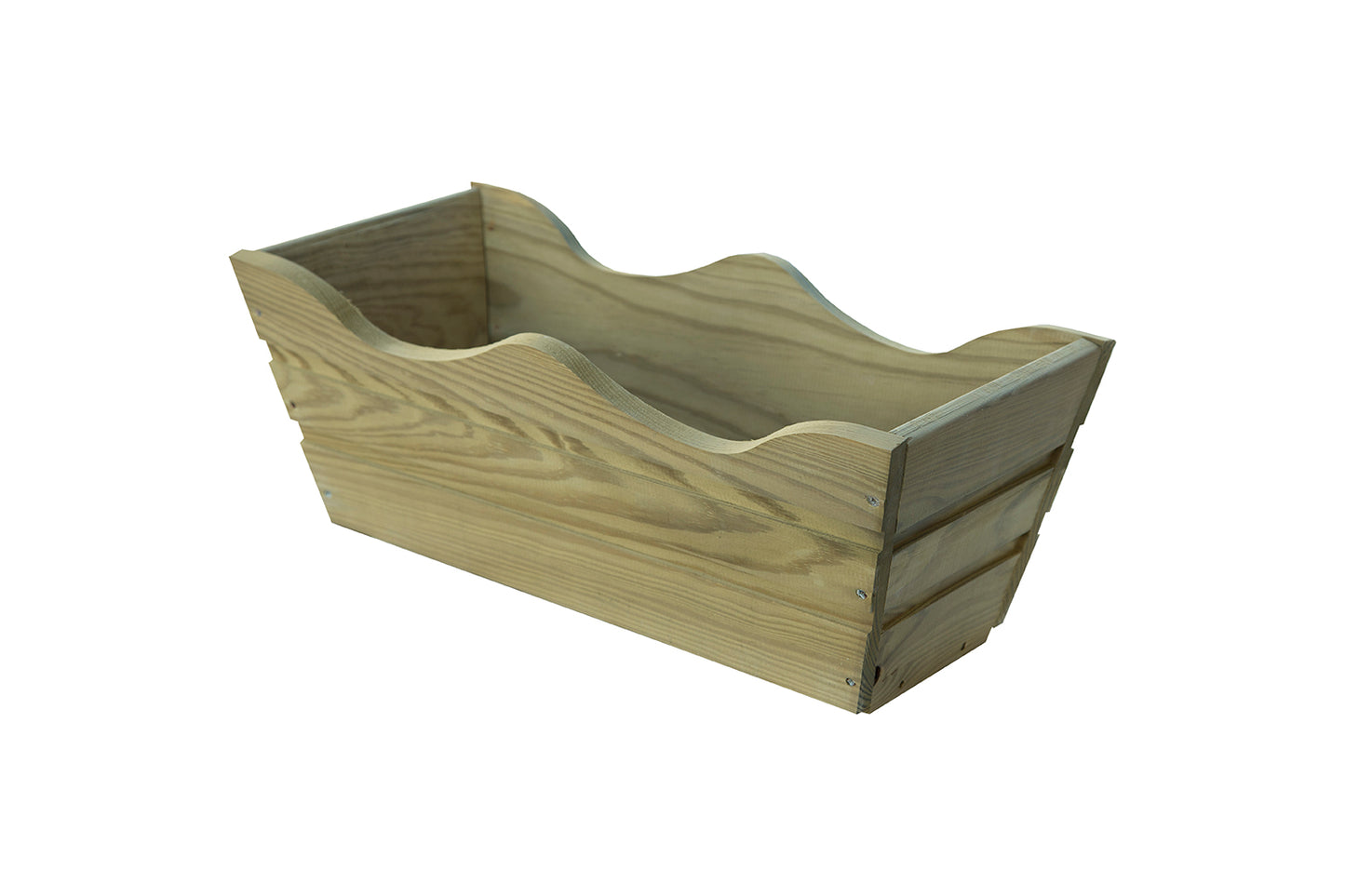 Jardinera De Balcon Ondulada De Madera Autoclave De 50 X 20 X 19,50 Cm 10l + Bolsa Geotextil_1