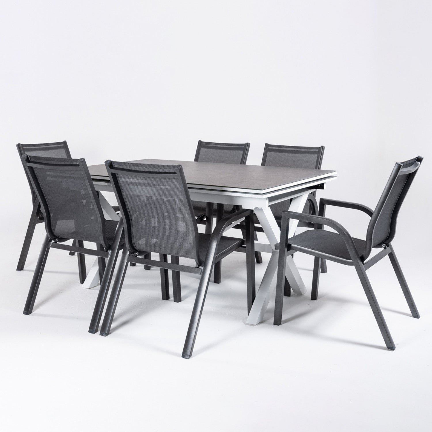 Conjunto De Mesas Y Sillas De Exterior, Reforzado, Aluminio, Color Blanco_2