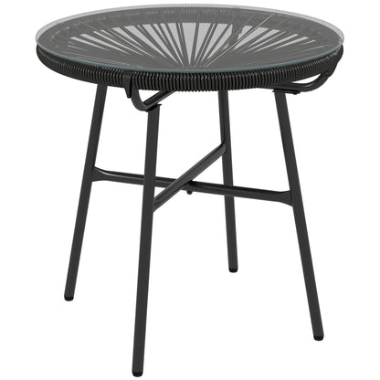 Outsunny Mesa De Jardín Ratán Sintético Con Tablero De Vidrio Templado Ø50x50 Cm_0