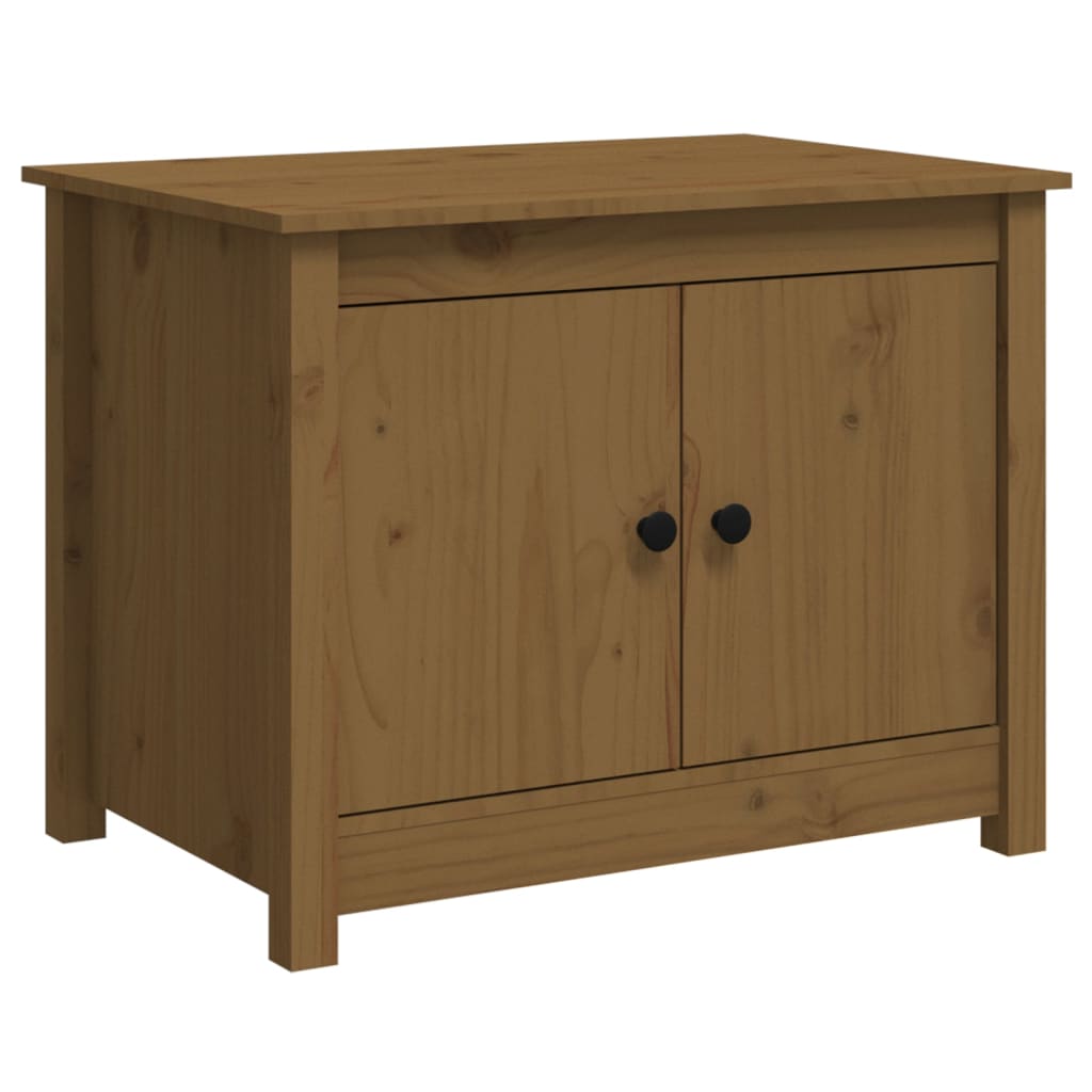 Mesa De Centro De Madera Maciza De Pino Marrón Miel 71x49x55 Cm_0