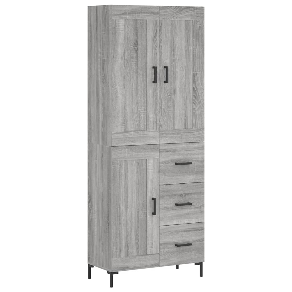 Aparador Alto Madera Contrachapada Gris Sonoma 69,5x34x180 Cm_1