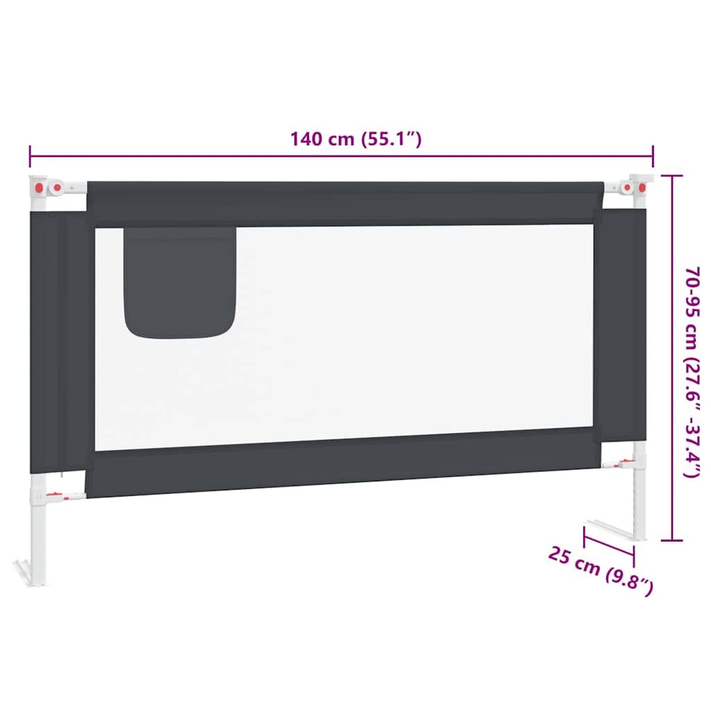 Vidaxl Barandilla De Seguridad Cama De Niño Gris Oscuro Tela 140x25 Cm_2