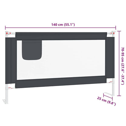 Vidaxl Barandilla De Seguridad Cama De Niño Gris Oscuro Tela 140x25 Cm_2
