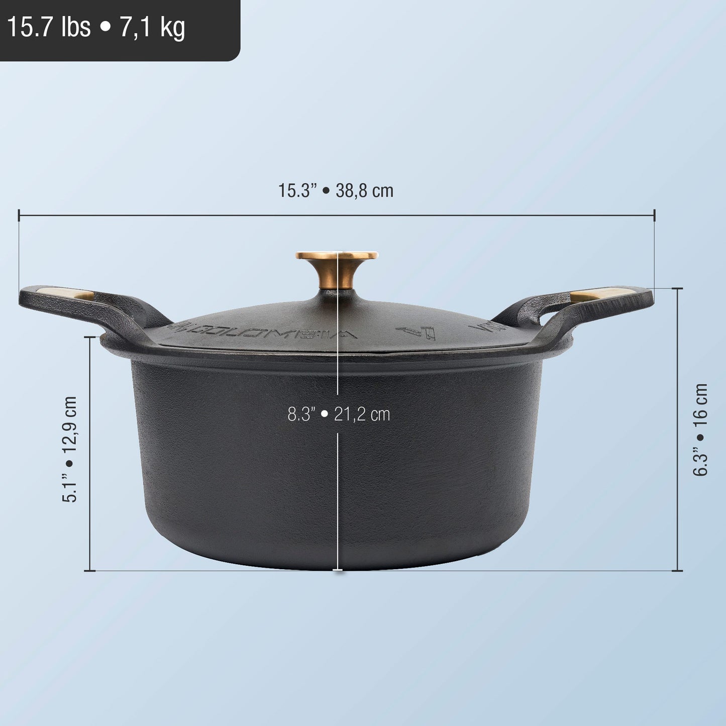Victoria Horno Holandés Signature Gold Inducción Hierro Fundido Curado 30cm/ 5,7l_3