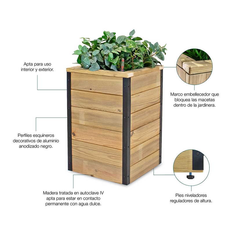 Jardinera De Madera Con Autorriego 86x34x40 Cm Nidum Hortalia_4