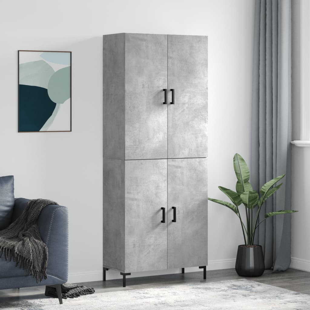 Aparador Alto Madera Contrachapada Gris Hormigón 69,5x34x180 Cm_0