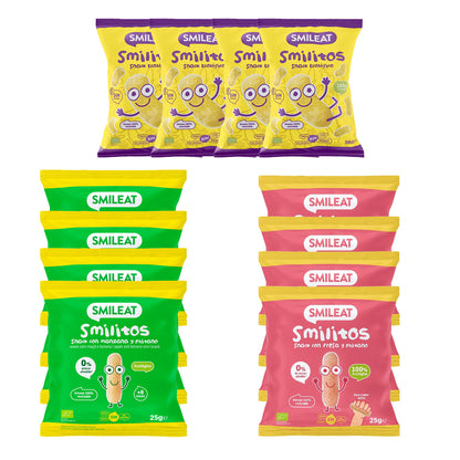 Pack 12x Mix Smilitos, Gusanitos ECO Smileat, 25gr