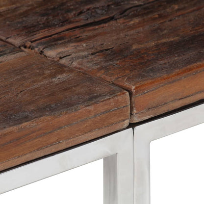 Mesa Consola Acero Inoxidable Madera Maciza Traviesa Plateado_3