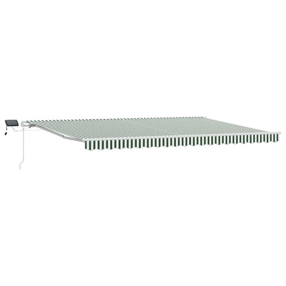 Toldo Retráctil Verde Y Blanco 500 X 350 Cm Tela Y Aluminio_0