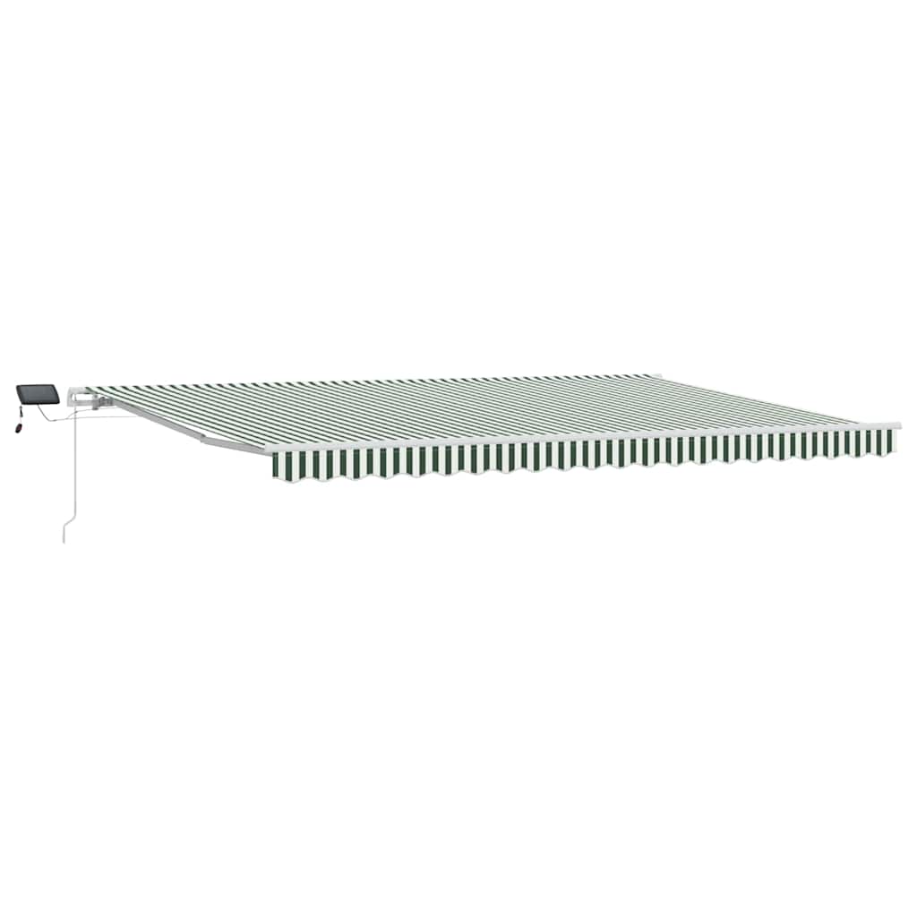 Toldo Retráctil Verde Y Blanco 500 X 300 Cm Tela Y Aluminio_0