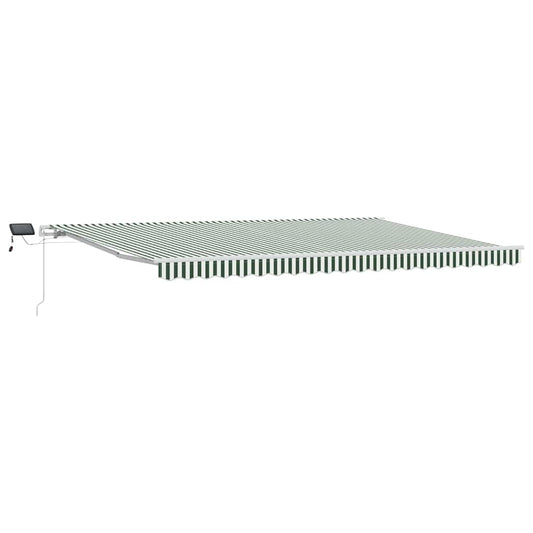 Toldo Retráctil Verde Y Blanco 500 X 300 Cm Tela Y Aluminio_0