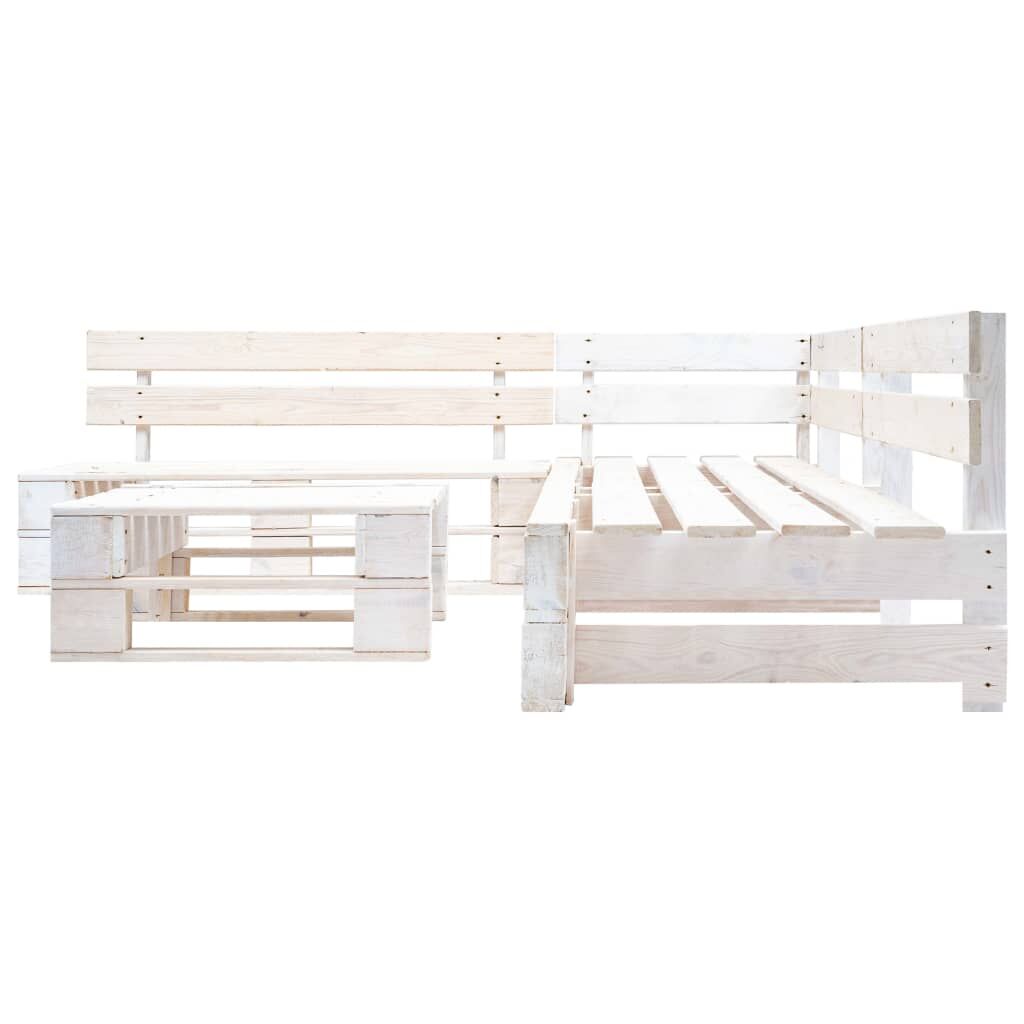 Vidaxl Set De Muebles De Jardín De Palets 4 Piezas Madera Blanco_1