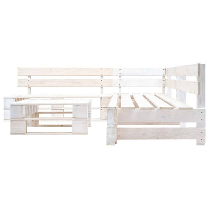 Vidaxl Set De Muebles De Jardín De Palets 4 Piezas Madera Blanco_1