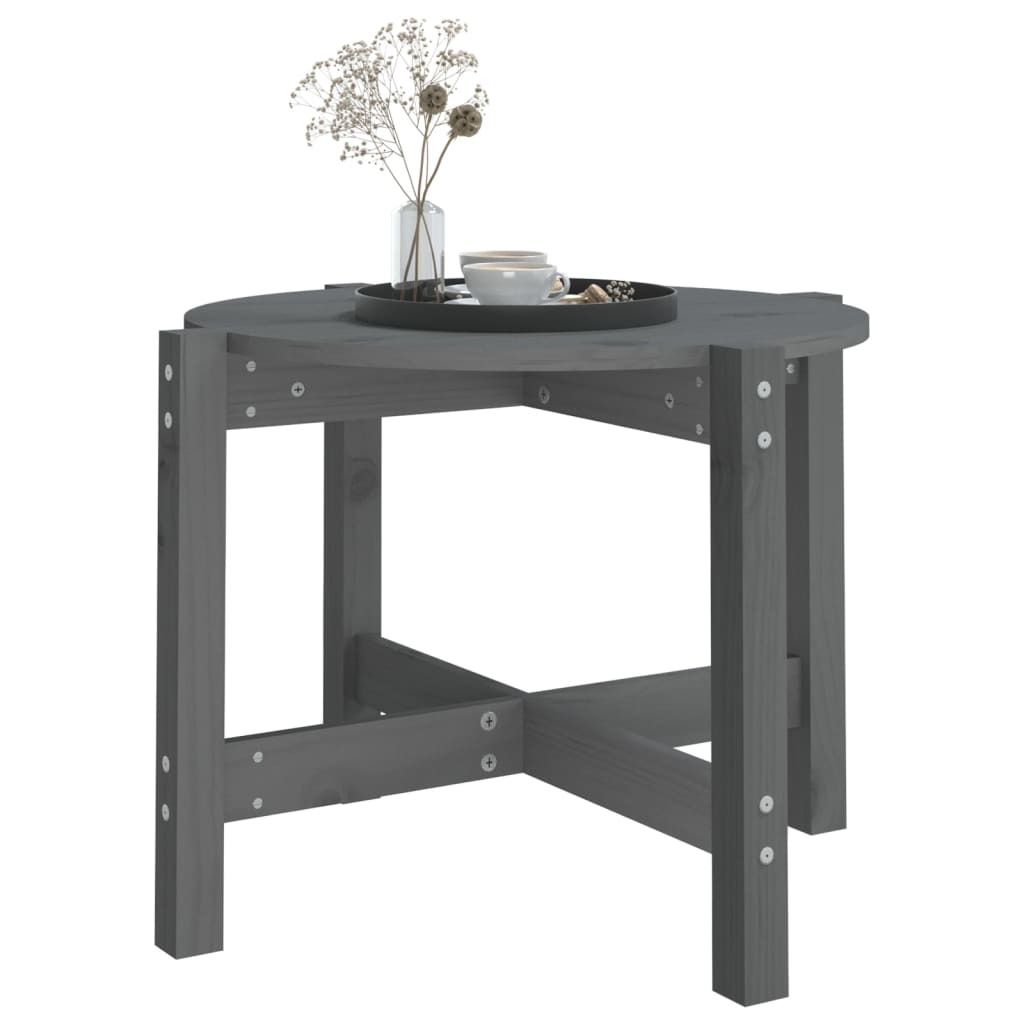 Mesa De Centro De Madera Maciza De Pino Gris 62,5x45 Cm_2