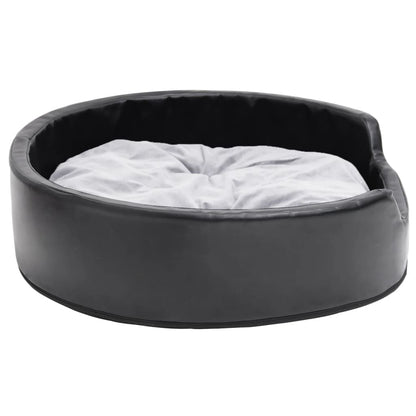 Vidaxl Cama Para Perros Felpa Y Cuero Sintético Negro Gris 79x70x19 Cm_3