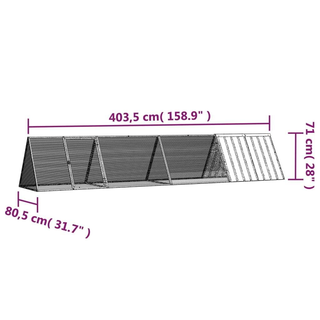 Vidaxl Jaula Para Conejos Acero Galvanizado Gris 403,5x80,5x71 Cm_2