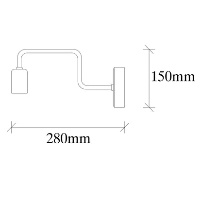 Aplique De Pared, Metal , Negro, 4x28x11, Casquillo E 27 Max 40 W_1