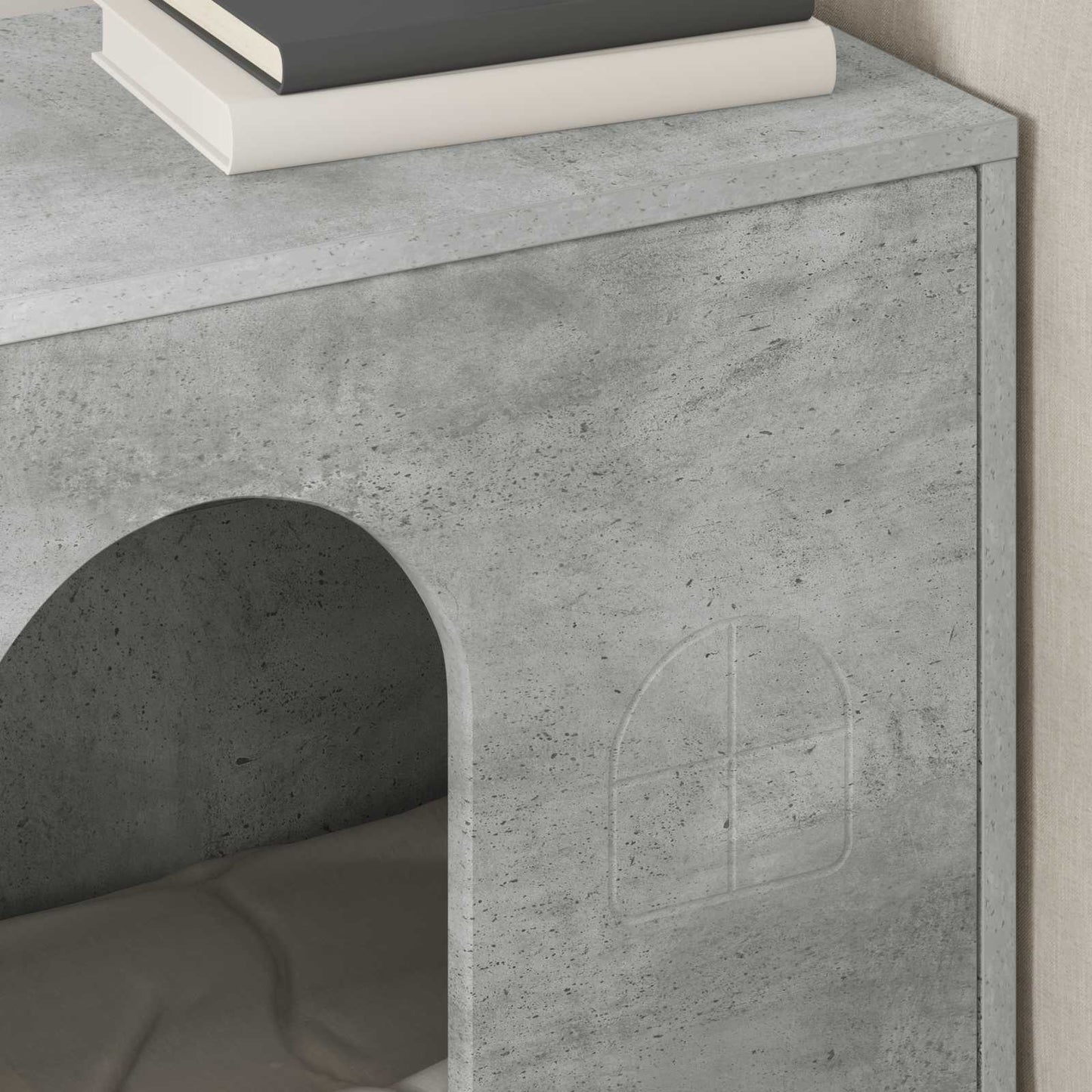 Casa Para Gatos Concreto 51 X 30 X 52 Cm Madera De Ingeniería_3
