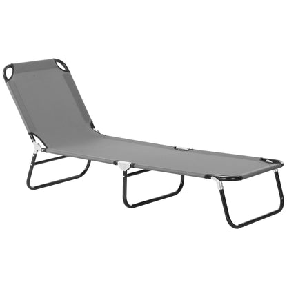 Outsunny Tumbona Plegable Reclinable Ajustable De 5 Posiciones 188x56x28cm Gris_0