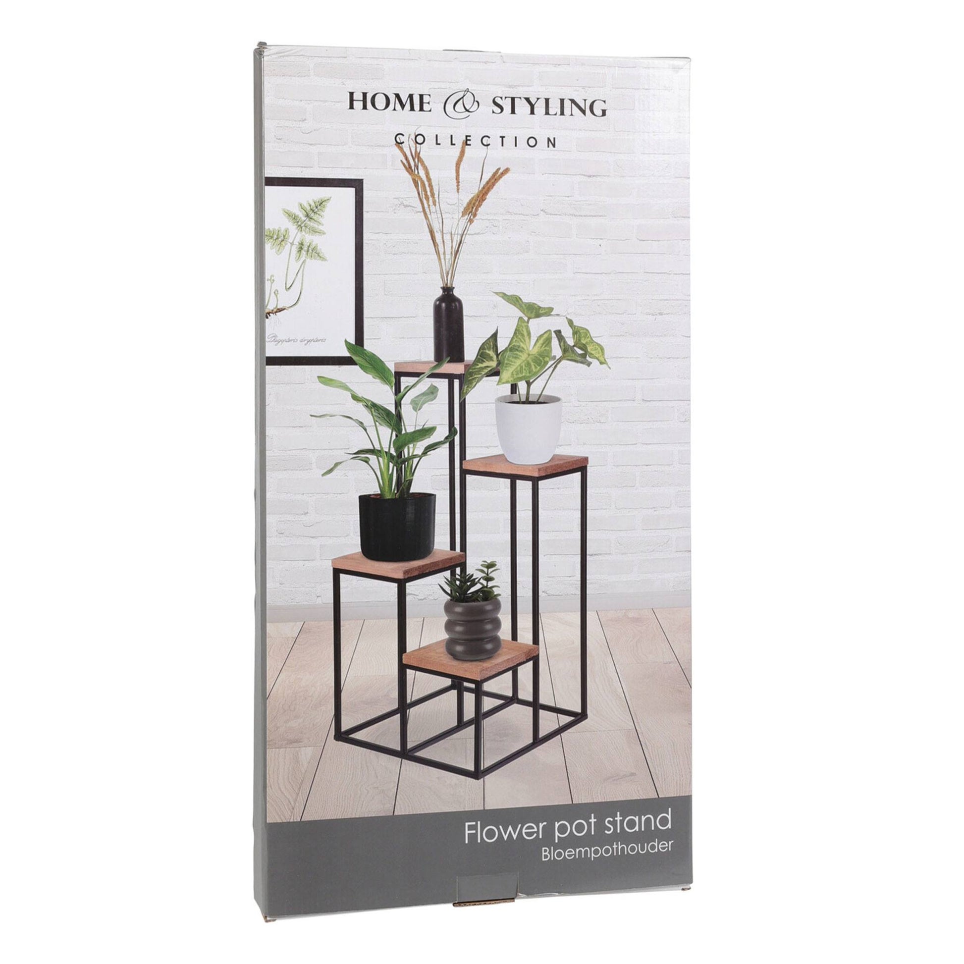 Well Home Estantería Florero De Metal Con 4 Estantes En Madera 34x34x76cm