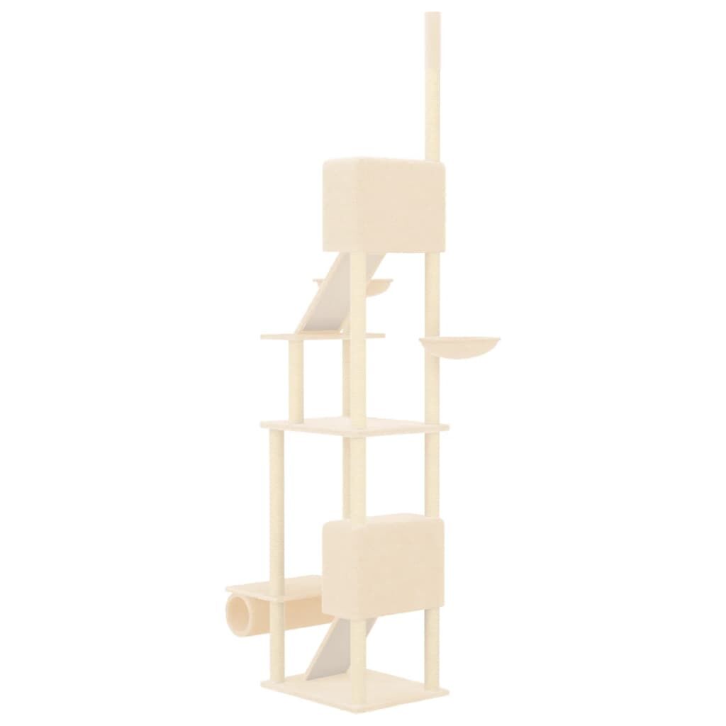 Vidaxl Árbol Rascador Para Gatos De Suelo A Techo Crema 277-303 Cm_4