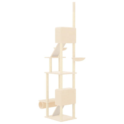 Vidaxl Árbol Rascador Para Gatos De Suelo A Techo Crema 277-303 Cm_4