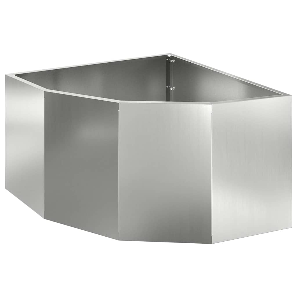 Macetero De Esquina Plateado 60 X 60 X 35 Cm Acero Galvanizado_0