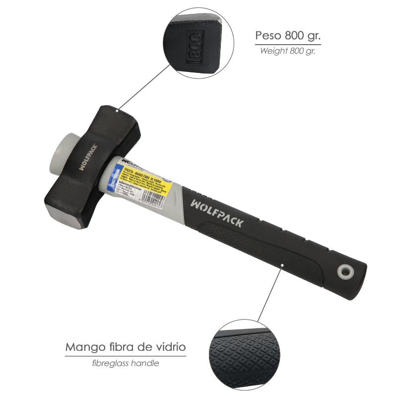Maceta Mango Fibra Vidrio Mango Fibra Vidrio Con Empuñadura Antideslizante. 800 Gramos 28 Cm._2