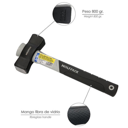 Maceta Mango Fibra Vidrio Mango Fibra Vidrio Con Empuñadura Antideslizante. 800 Gramos 28 Cm._2