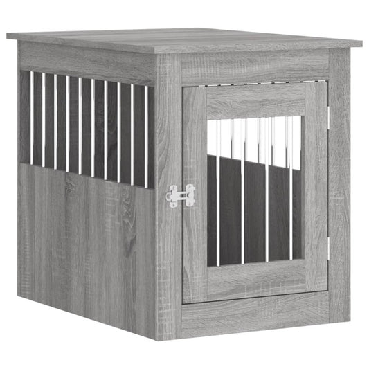 Jaula Para Perros En Mueble Estilo Gris Sonoma 55x75x65 Cm Material De Madera_0