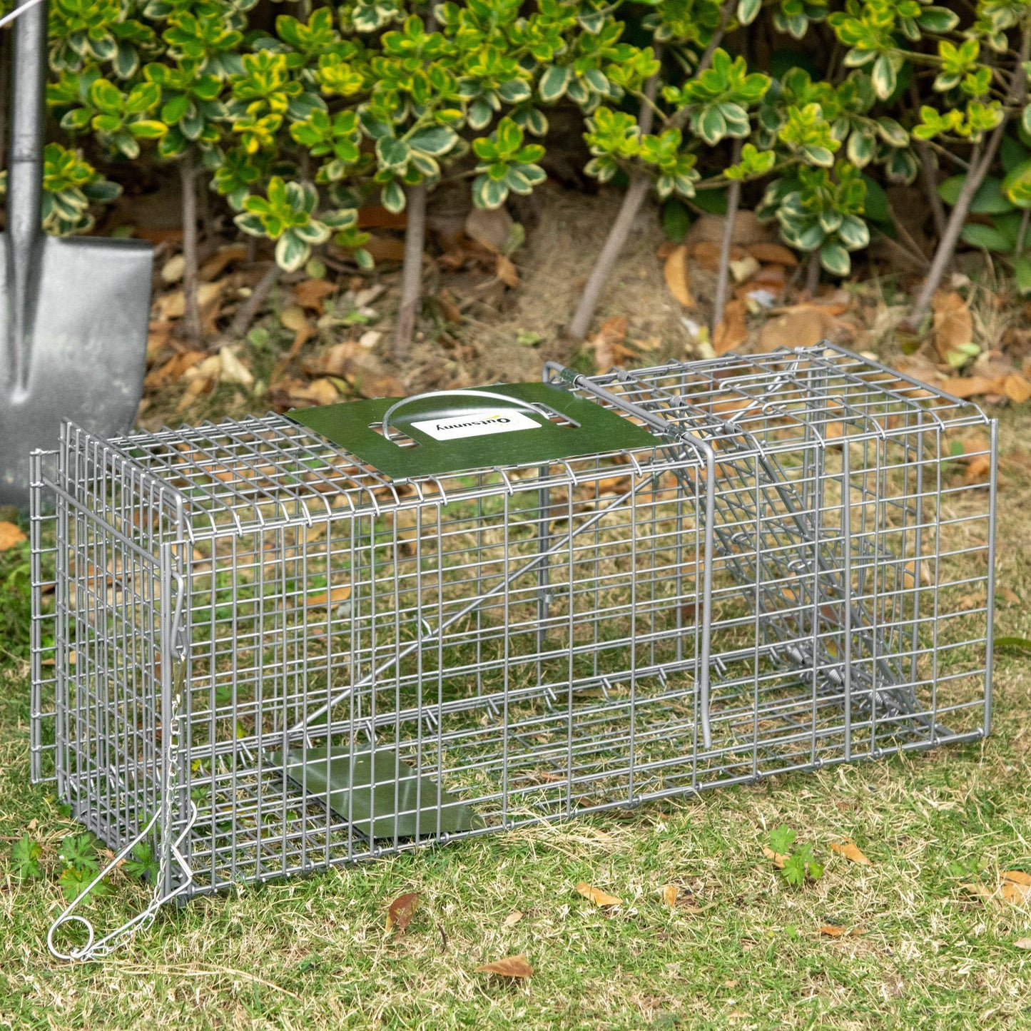 Outsunny Trampa Para Animales Vivos Plegable 66x24x30,5cm Con Puerta Y Asa Plata_1