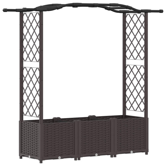 Cama Elevada Con Trellis Y Techo Marrón 164 X 40 X 138 Cm Pp_0