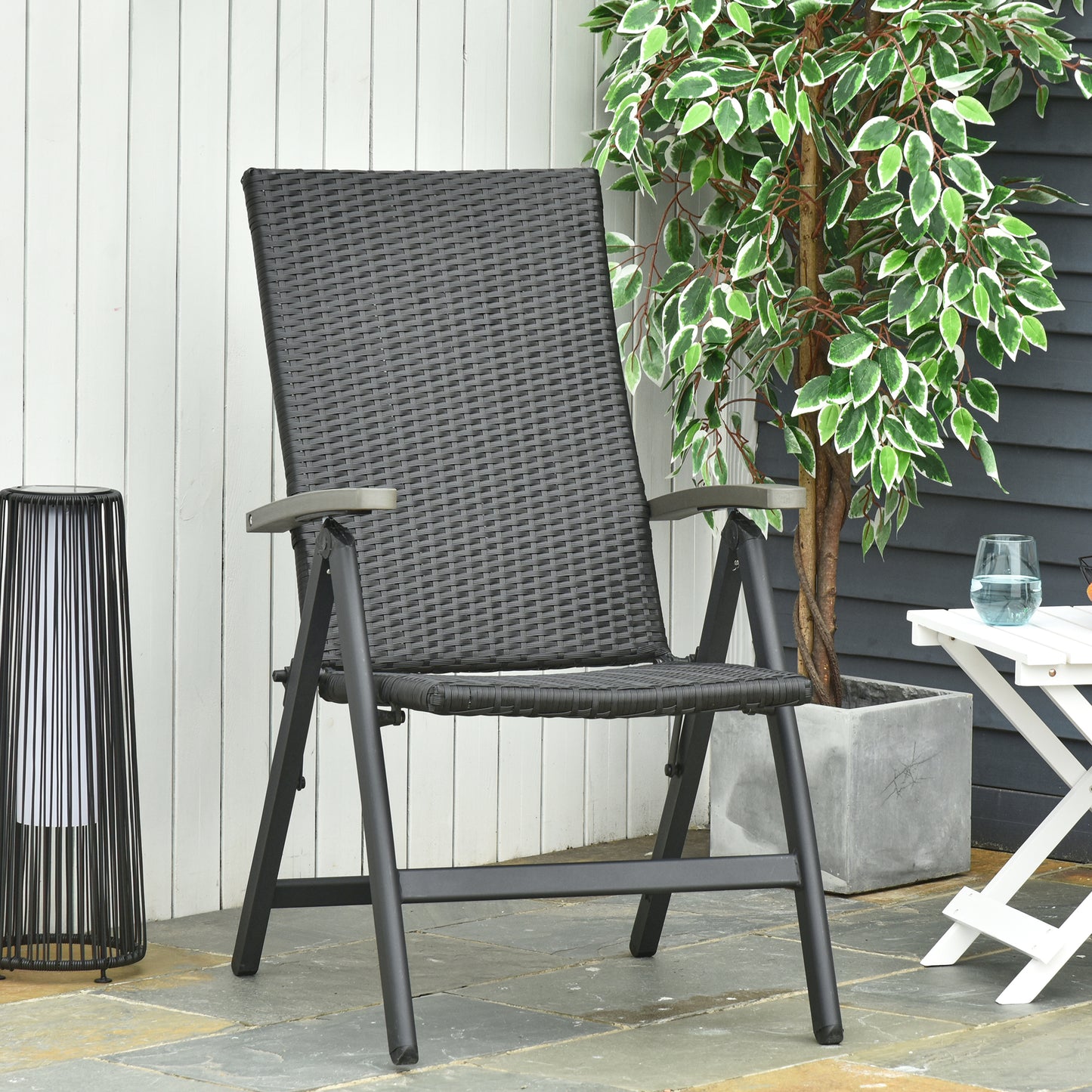 Outsunny Silla Plegable De Ratán Con 5 Posiciones Reclinable Aluminio 59x68x107_1