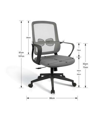 Silla Despacho Giratoria Elevable Acabado Gris/negro, 66m(ancho) 97/105cm(altura) 61cm(fon_2